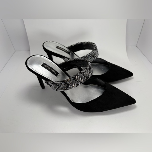 Nine West Shoes - Nine West Women's Greet Slip On Comfort Dress Heels Black/Bling Size:9 Formal